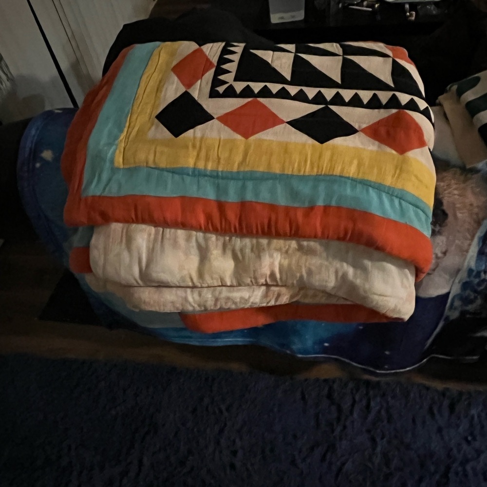 Urban Outfitters Red and Orange Geometric Quilt